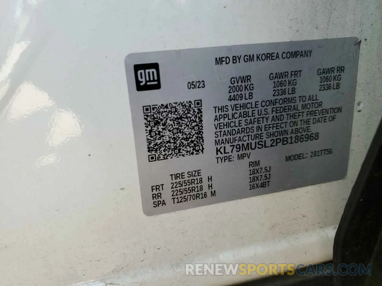 14 Photograph of a damaged car KL79MUSL2PB186968 CHEVROLET TRAILBLZR 2023