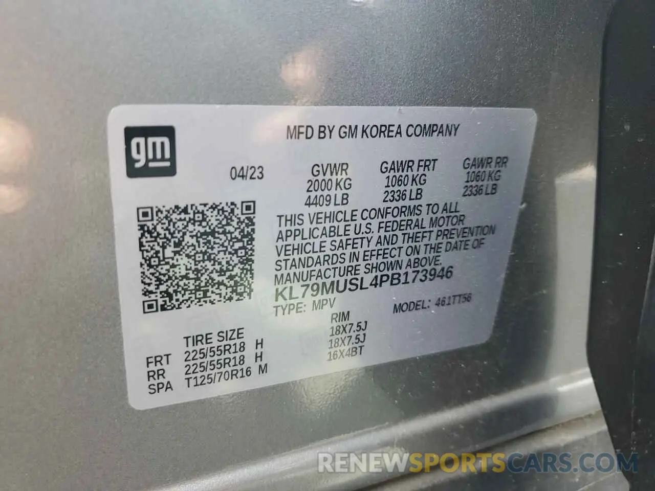 13 Photograph of a damaged car KL79MUSL4PB173946 CHEVROLET TRAILBLZR 2023