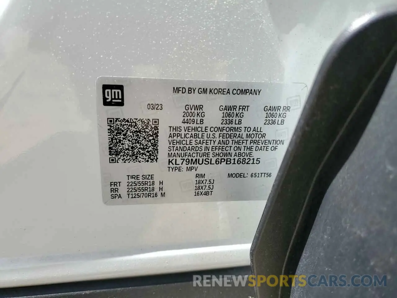 13 Photograph of a damaged car KL79MUSL6PB168215 CHEVROLET TRAILBLZR 2023