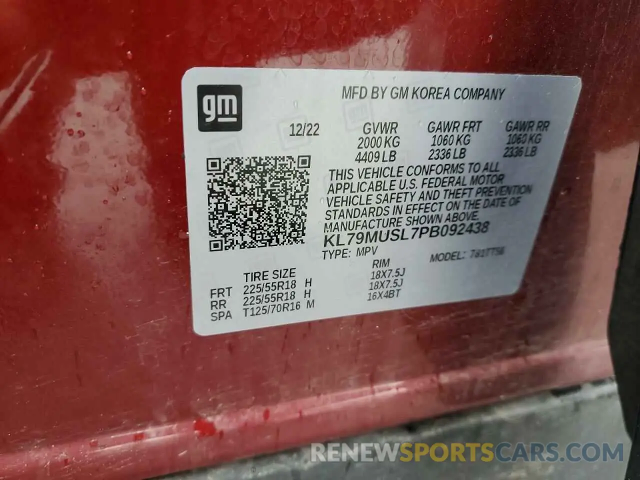 13 Photograph of a damaged car KL79MUSL7PB092438 CHEVROLET TRAILBLZR 2023