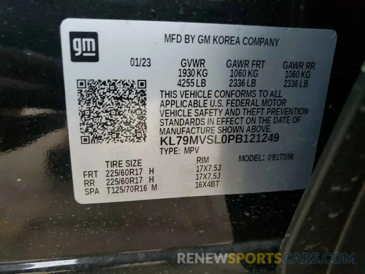 15 Photograph of a damaged car KL79MVSL0PB121249 CHEVROLET TRAILBLZR 2023