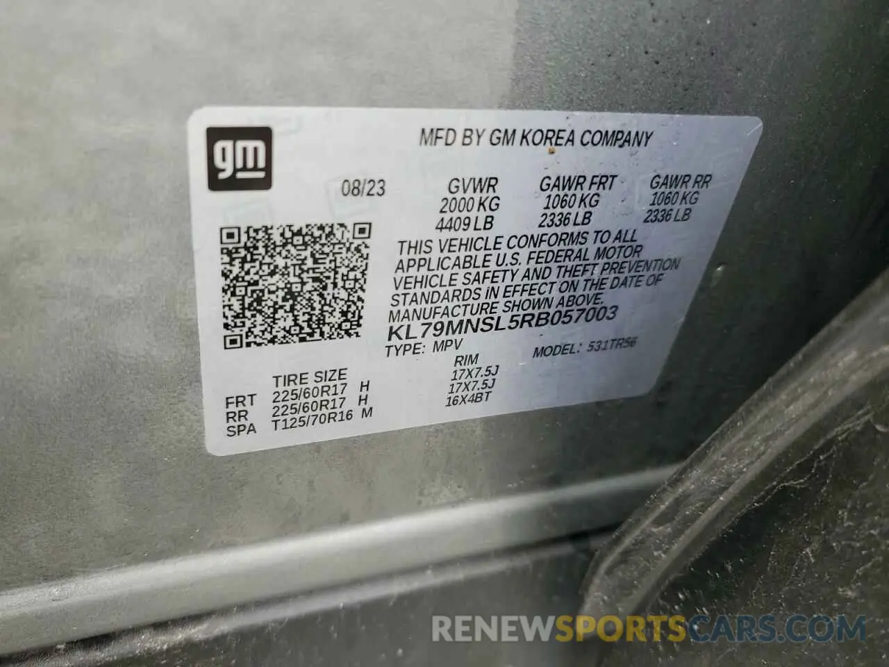 13 Photograph of a damaged car KL79MNSL5RB057003 CHEVROLET TRAILBLZR 2024