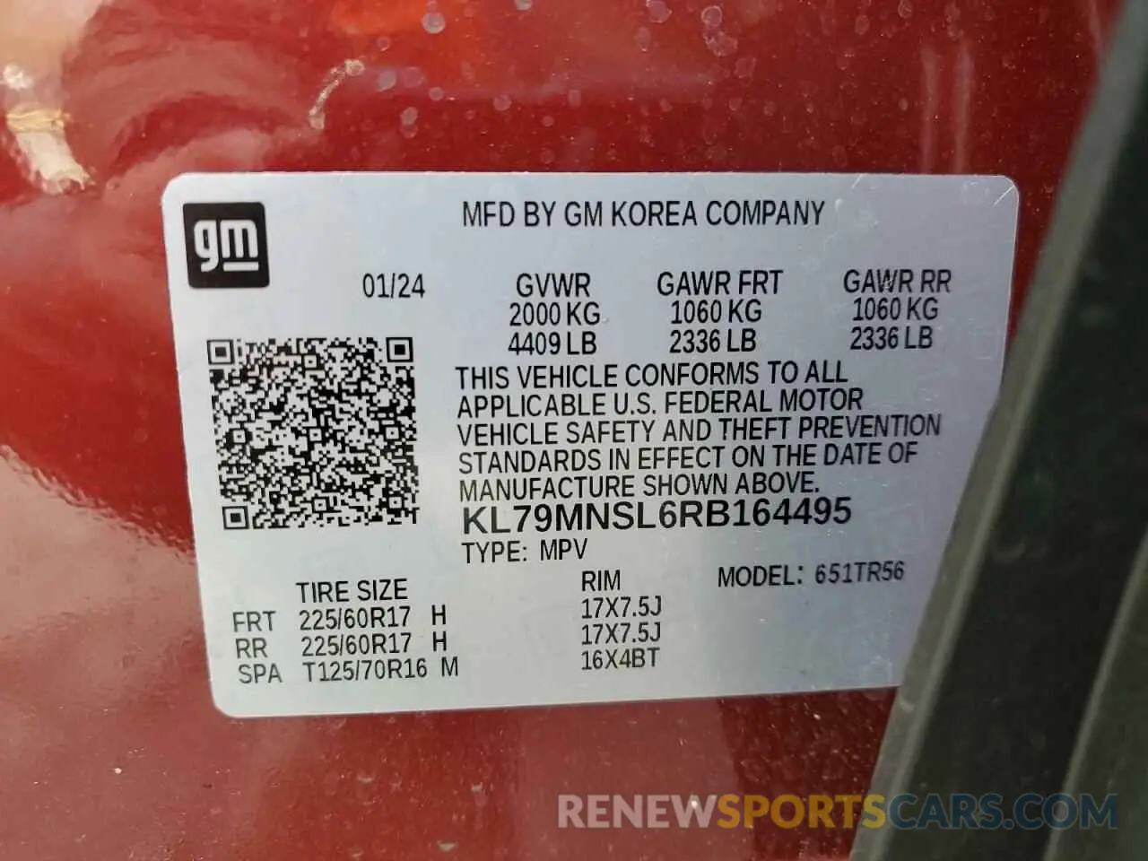 13 Photograph of a damaged car KL79MNSL6RB164495 CHEVROLET TRAILBLZR 2024