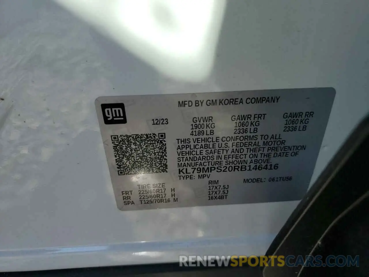 13 Photograph of a damaged car KL79MPS20RB146416 CHEVROLET TRAILBLZR 2024
