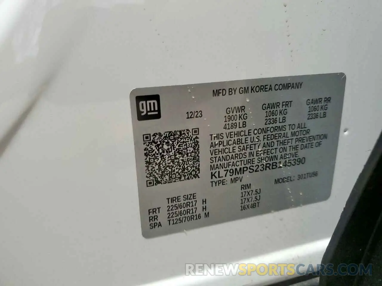 14 Photograph of a damaged car KL79MPS23RB145390 CHEVROLET TRAILBLZR 2024