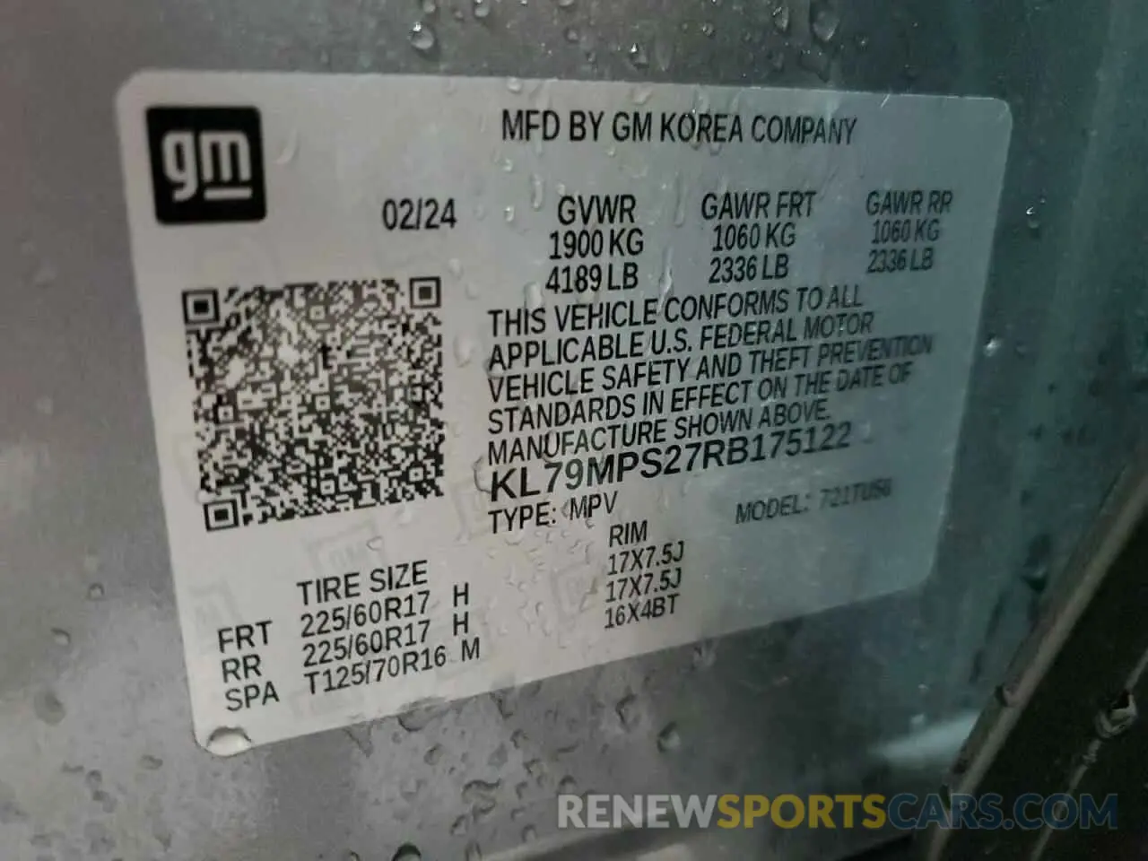 13 Photograph of a damaged car KL79MPS27RB175122 CHEVROLET TRAILBLZR 2024