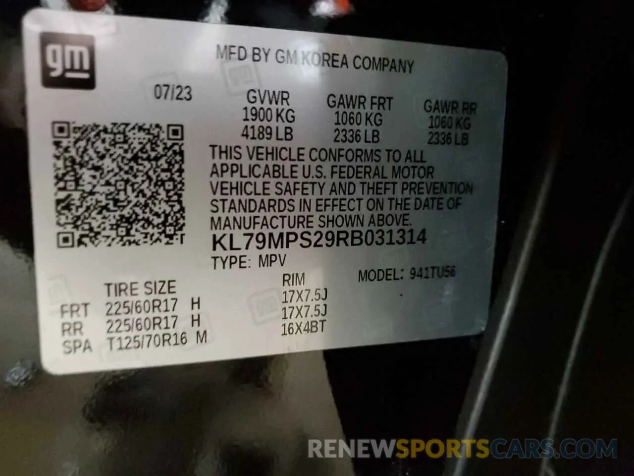 14 Photograph of a damaged car KL79MPS29RB031314 CHEVROLET TRAILBLZR 2024