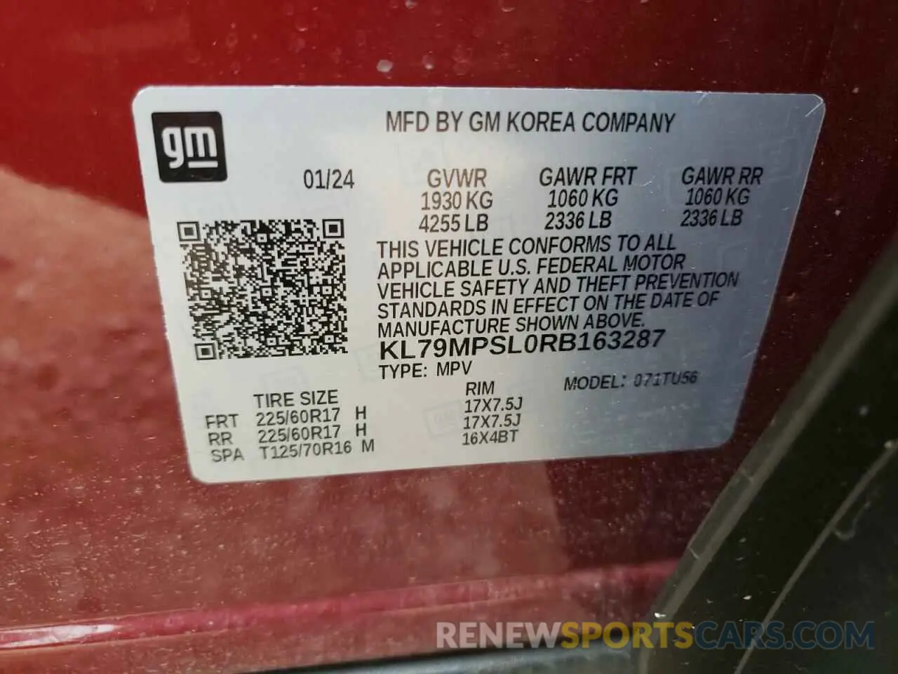 13 Photograph of a damaged car KL79MPSL0RB163287 CHEVROLET TRAILBLZR 2024