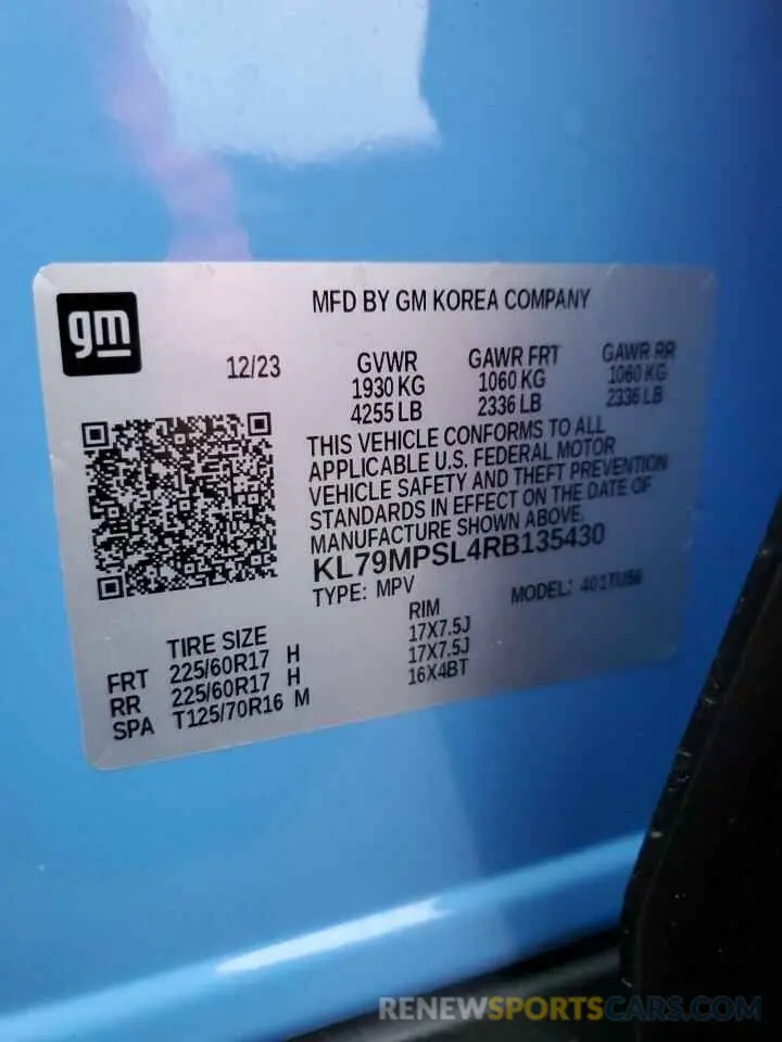 12 Photograph of a damaged car KL79MPSL4RB135430 CHEVROLET TRAILBLZR 2024