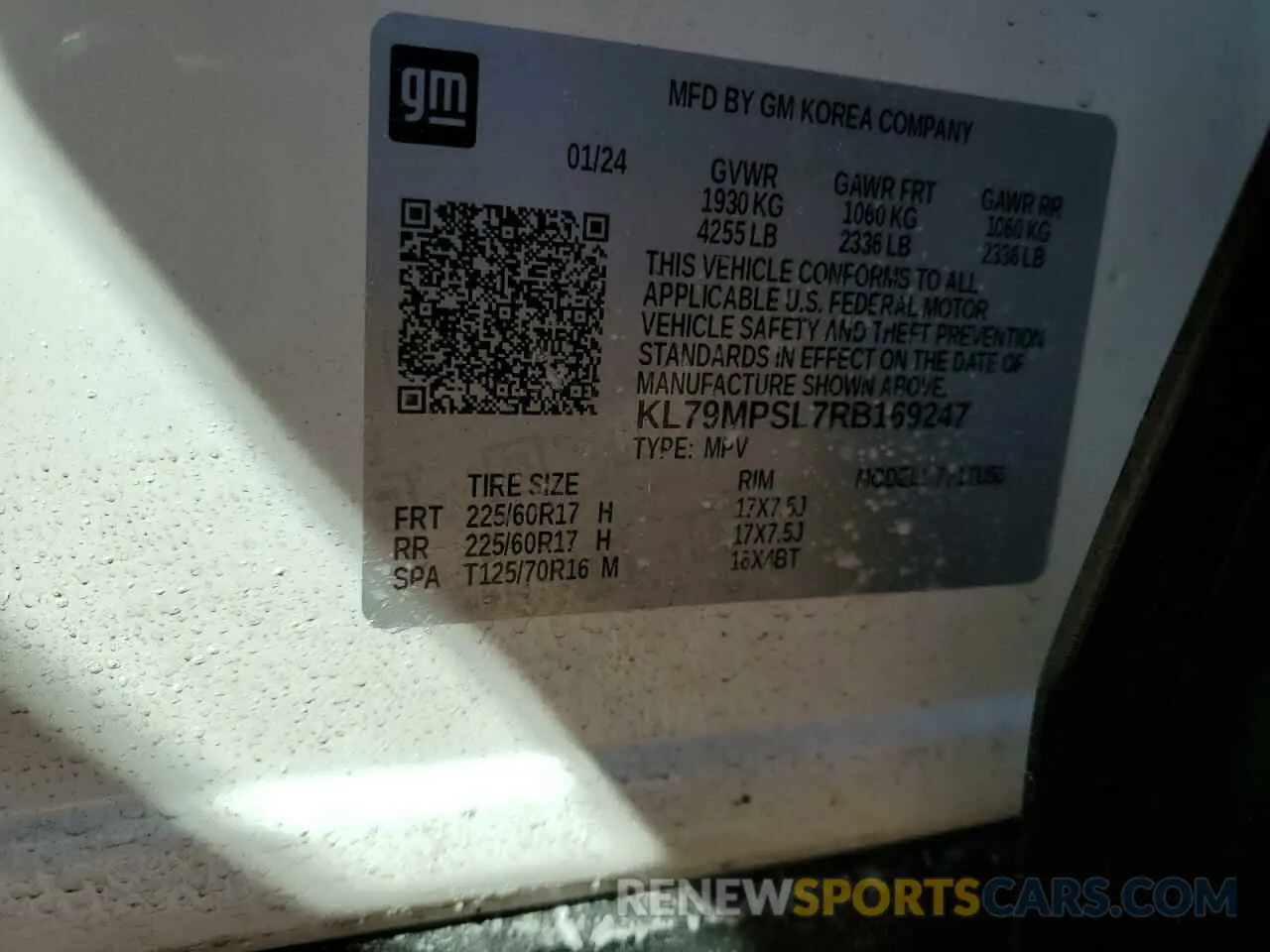 15 Photograph of a damaged car KL79MPSL7RB169247 CHEVROLET TRAILBLZR 2024