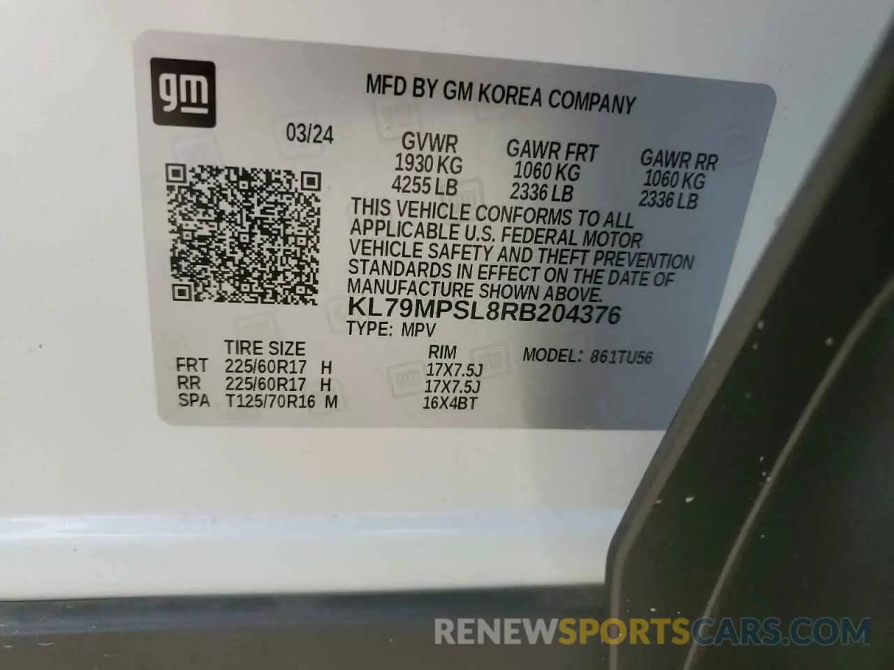 15 Photograph of a damaged car KL79MPSL8RB204376 CHEVROLET TRAILBLZR 2024