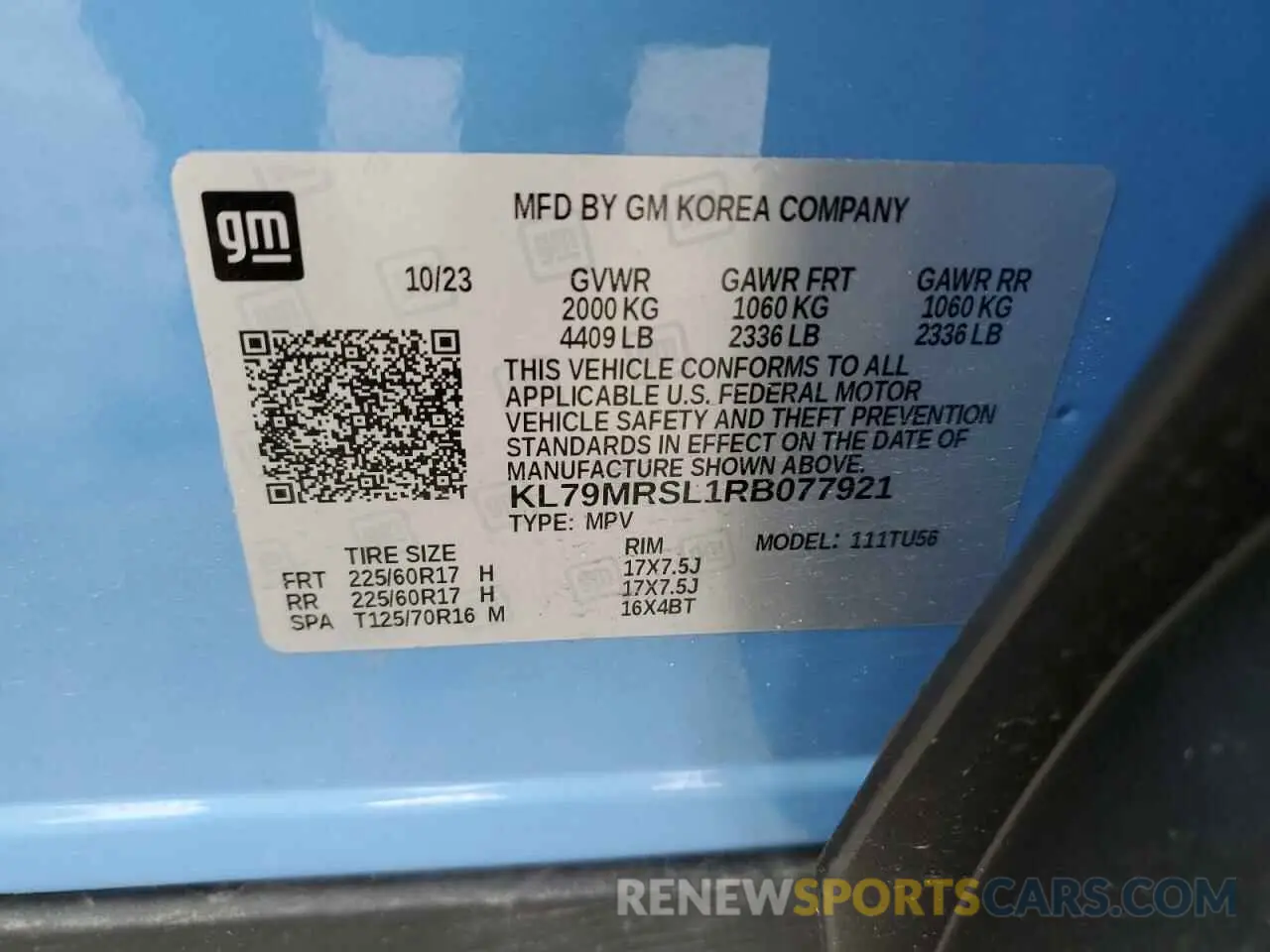 13 Photograph of a damaged car KL79MRSL1RB077921 CHEVROLET TRAILBLZR 2024