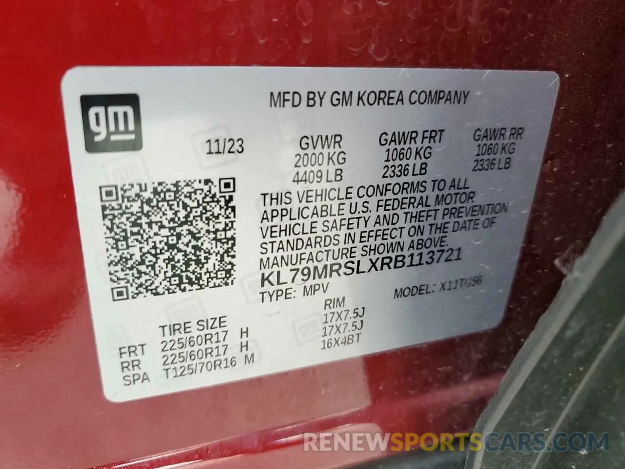 14 Photograph of a damaged car KL79MRSLXRB113721 CHEVROLET TRAILBLZR 2024