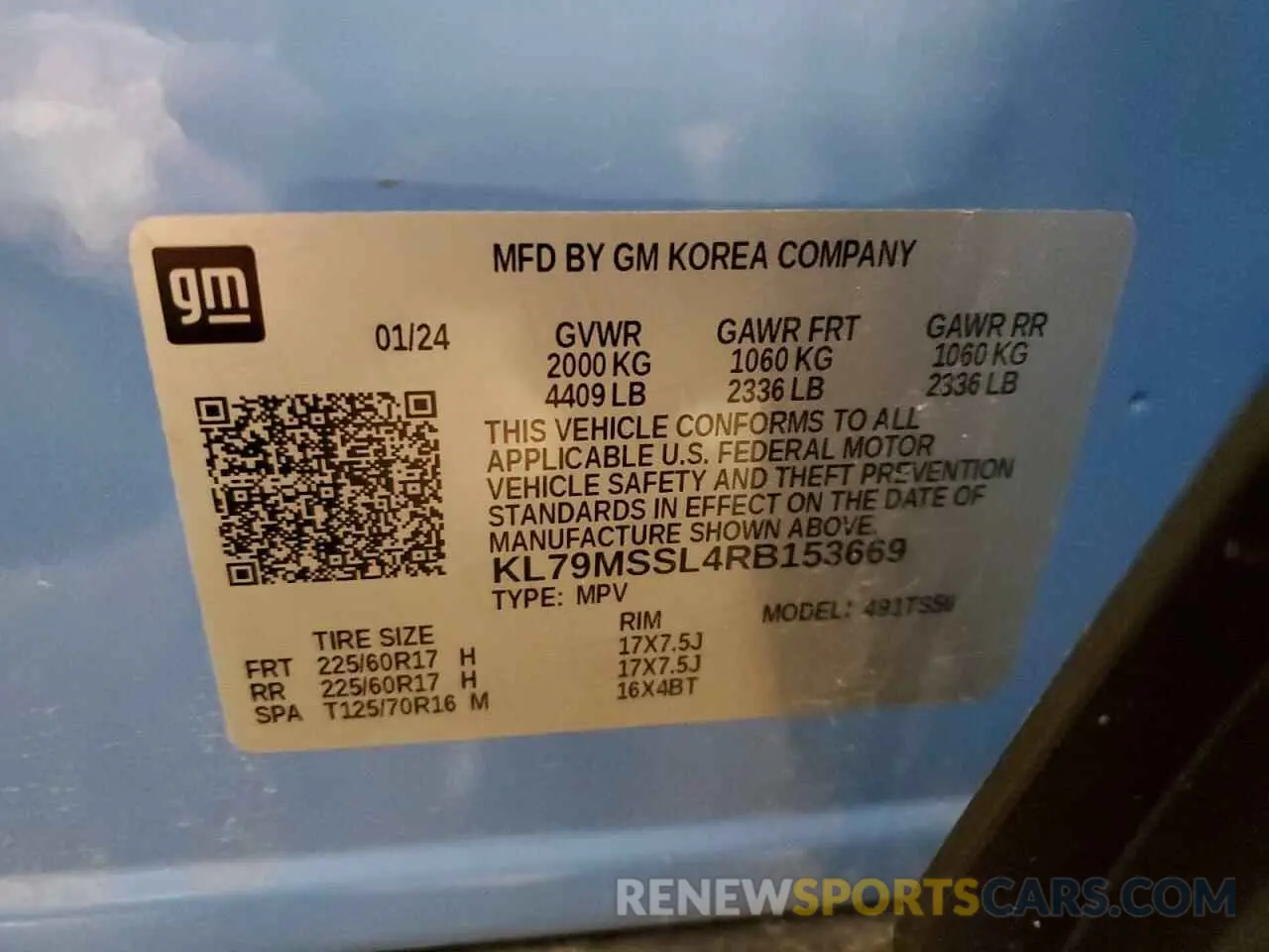 14 Photograph of a damaged car KL79MSSL4RB153669 CHEVROLET TRAILBLZR 2024