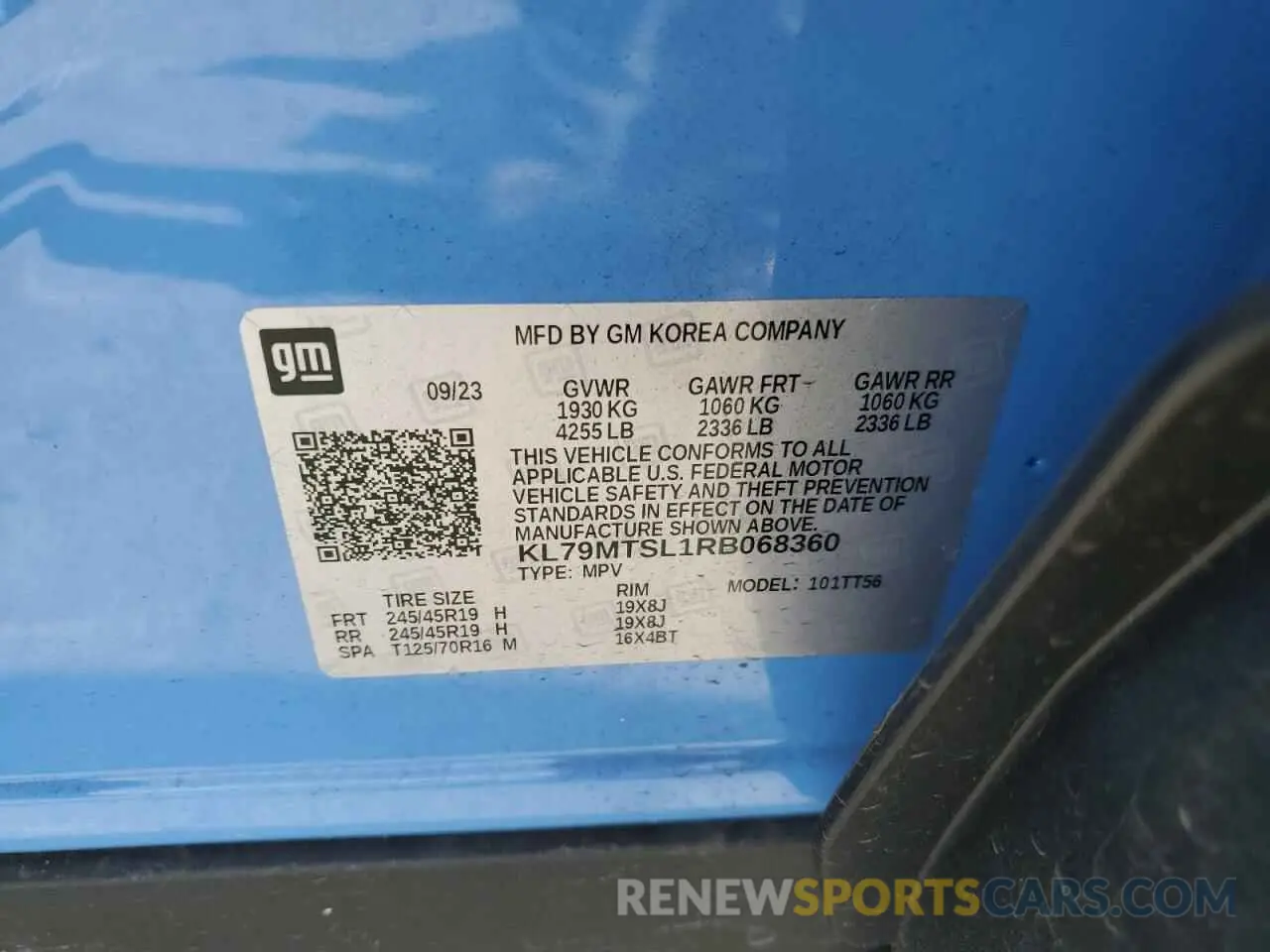 16 Photograph of a damaged car KL79MTSL1RB068360 CHEVROLET TRAILBLZR 2024
