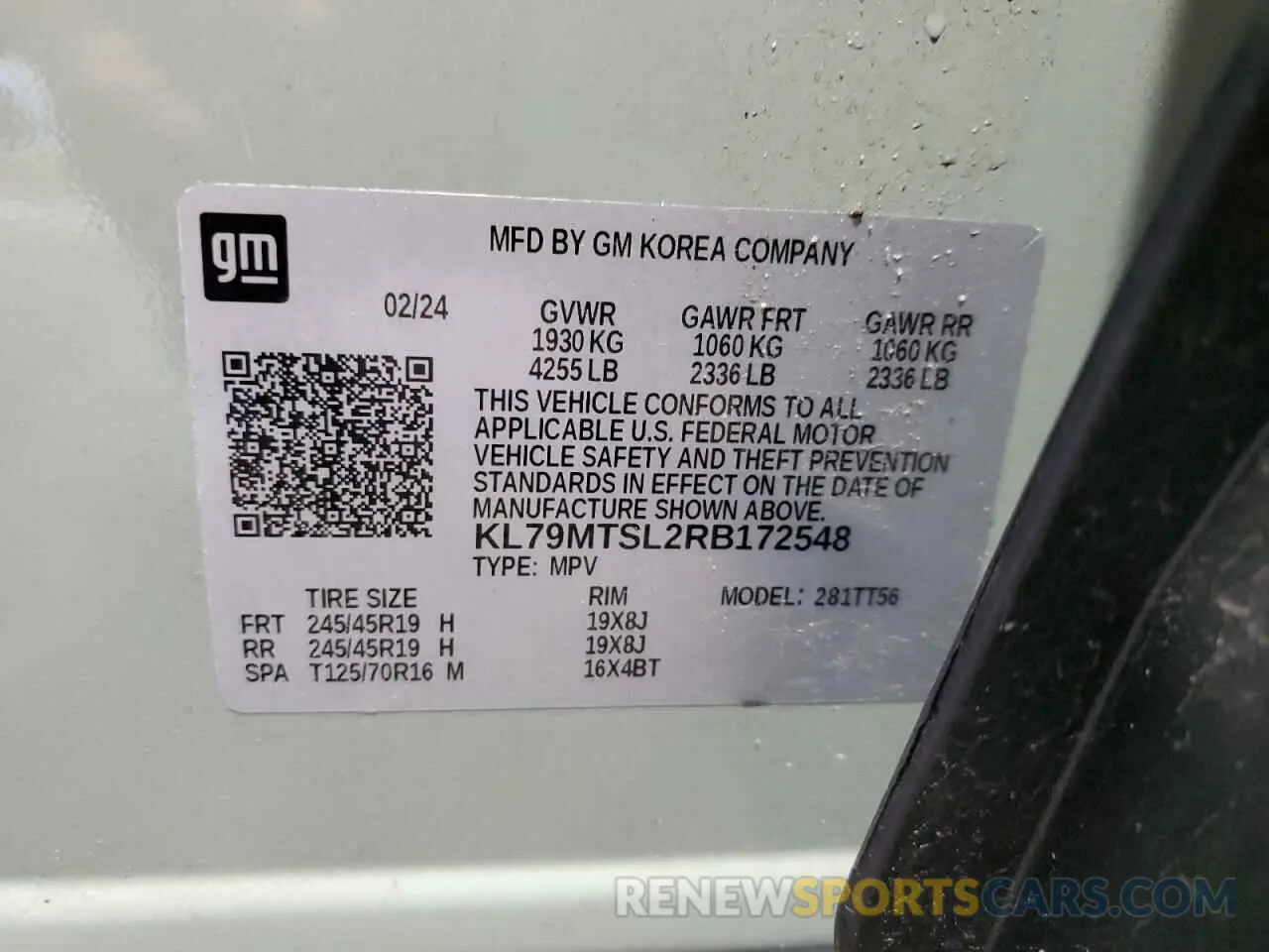 13 Photograph of a damaged car KL79MTSL2RB172548 CHEVROLET TRAILBLZR 2024