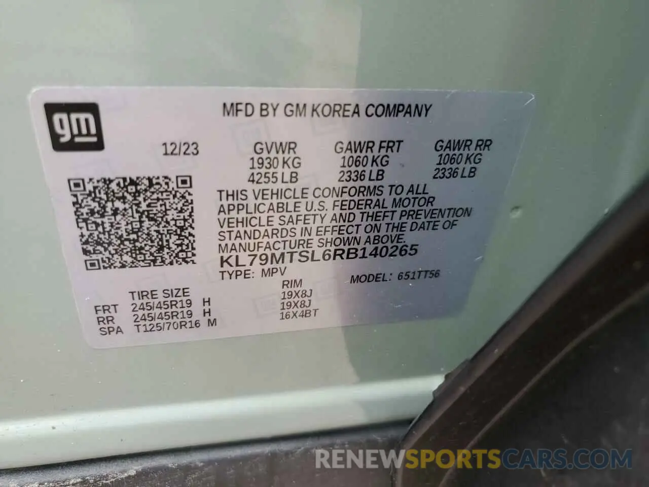 14 Photograph of a damaged car KL79MTSL6RB140265 CHEVROLET TRAILBLZR 2024