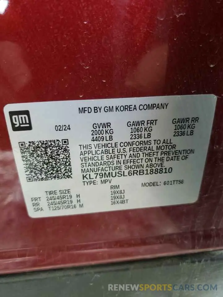 13 Photograph of a damaged car KL79MUSL6RB188810 CHEVROLET TRAILBLZR 2024