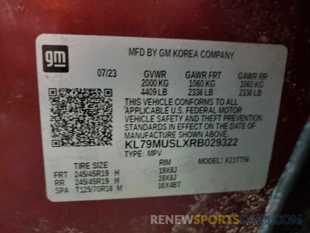14 Photograph of a damaged car KL79MUSLXRB029322 CHEVROLET TRAILBLZR 2024