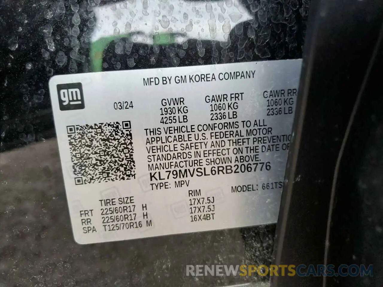 15 Photograph of a damaged car KL79MVSL6RB206776 CHEVROLET TRAILBLZR 2024