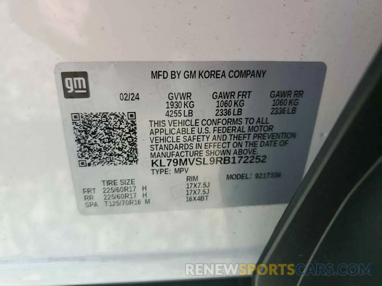 14 Photograph of a damaged car KL79MVSL9RB172252 CHEVROLET TRAILBLZR 2024