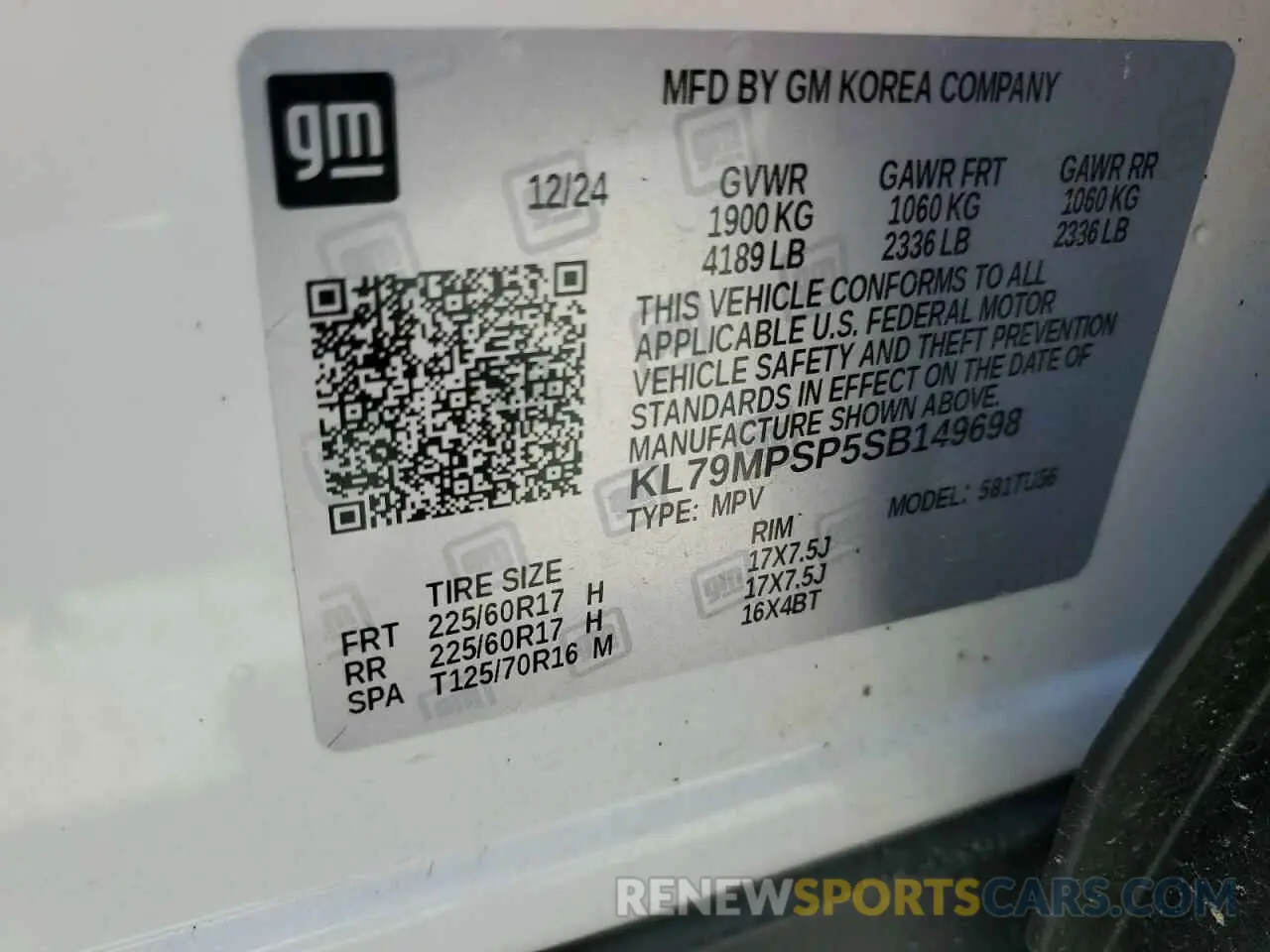 13 Photograph of a damaged car KL79MPSP5SB149698 CHEVROLET TRAILBLZR 2025