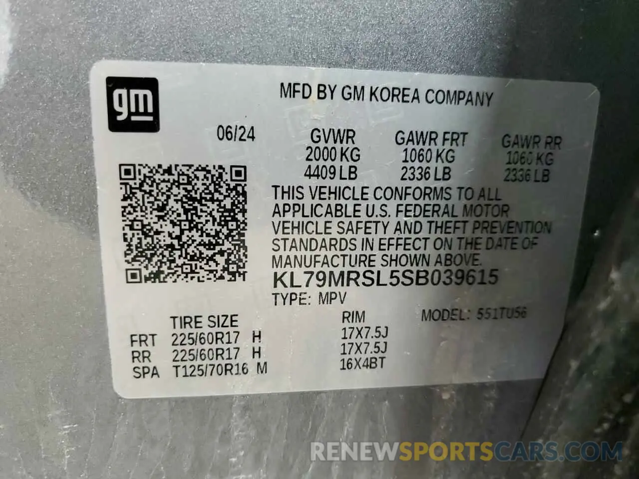 13 Photograph of a damaged car KL79MRSL5SB039615 CHEVROLET TRAILBLZR 2025