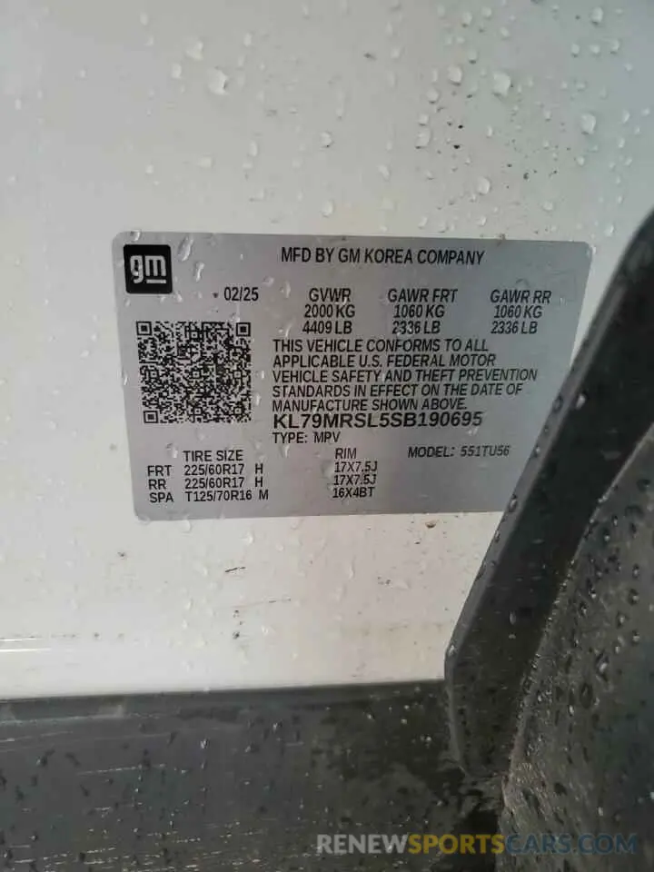 13 Photograph of a damaged car KL79MRSL5SB190695 CHEVROLET TRAILBLZR 2025