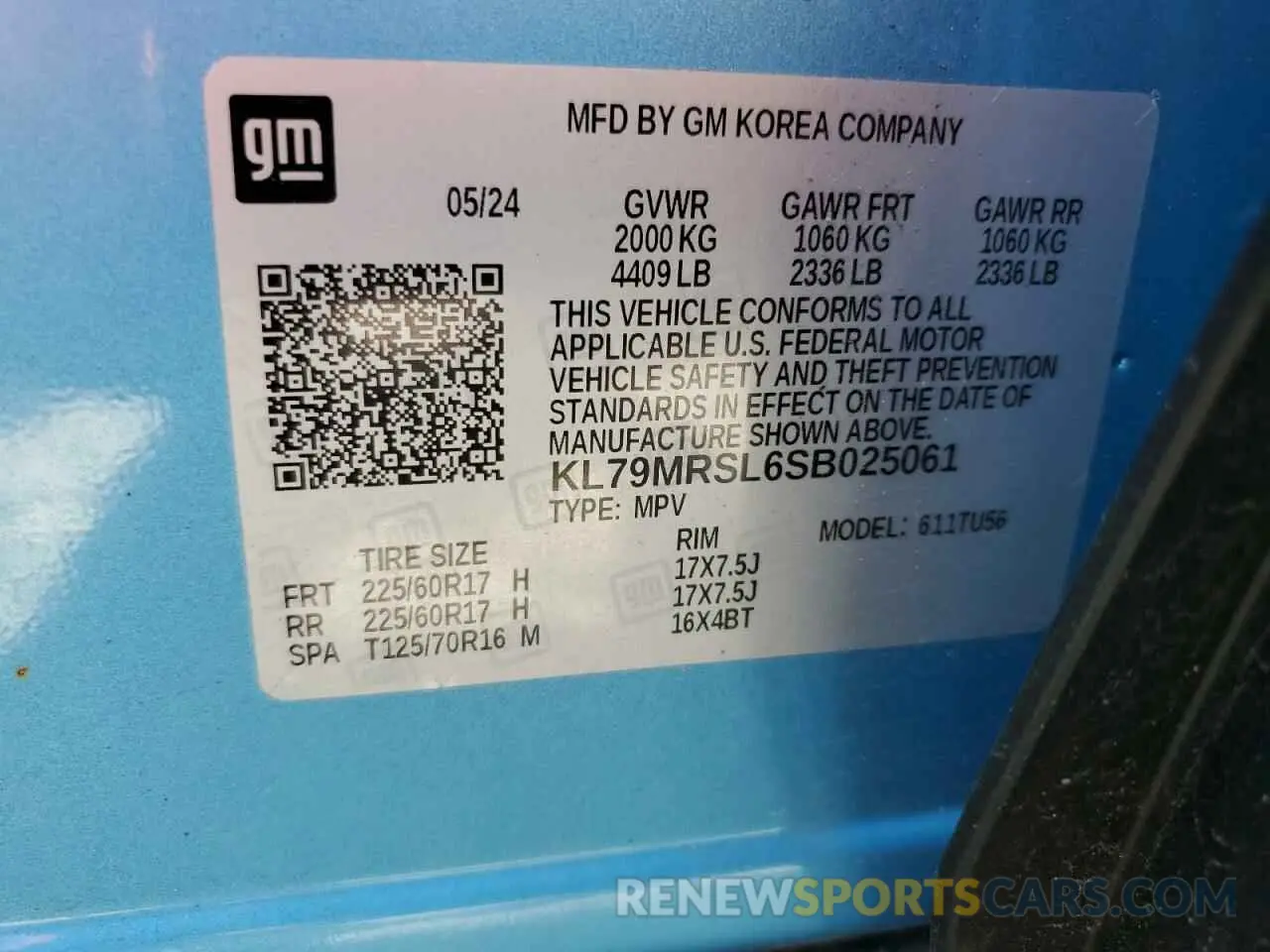 14 Photograph of a damaged car KL79MRSL6SB025061 CHEVROLET TRAILBLZR 2025