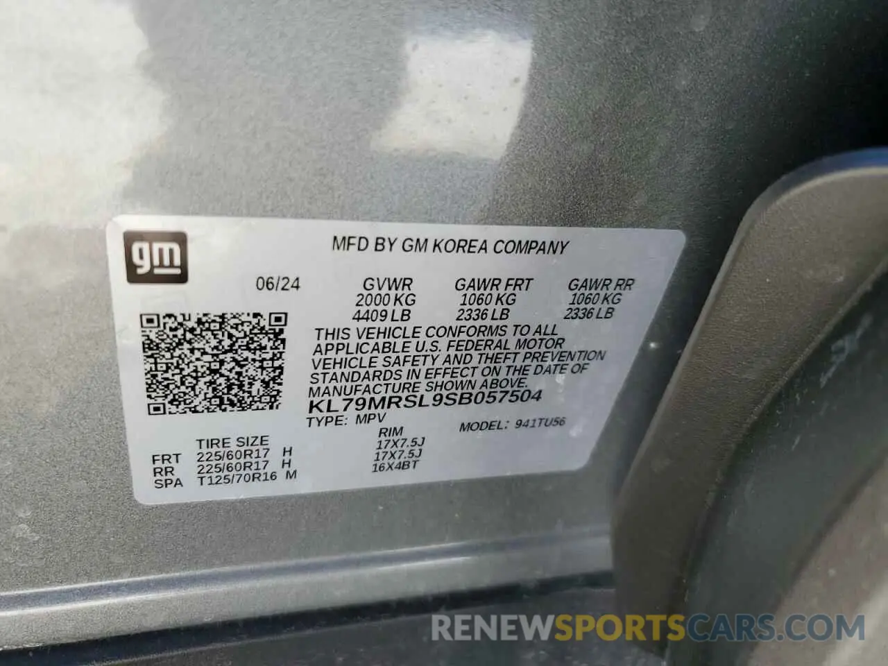 13 Photograph of a damaged car KL79MRSL9SB057504 CHEVROLET TRAILBLZR 2025