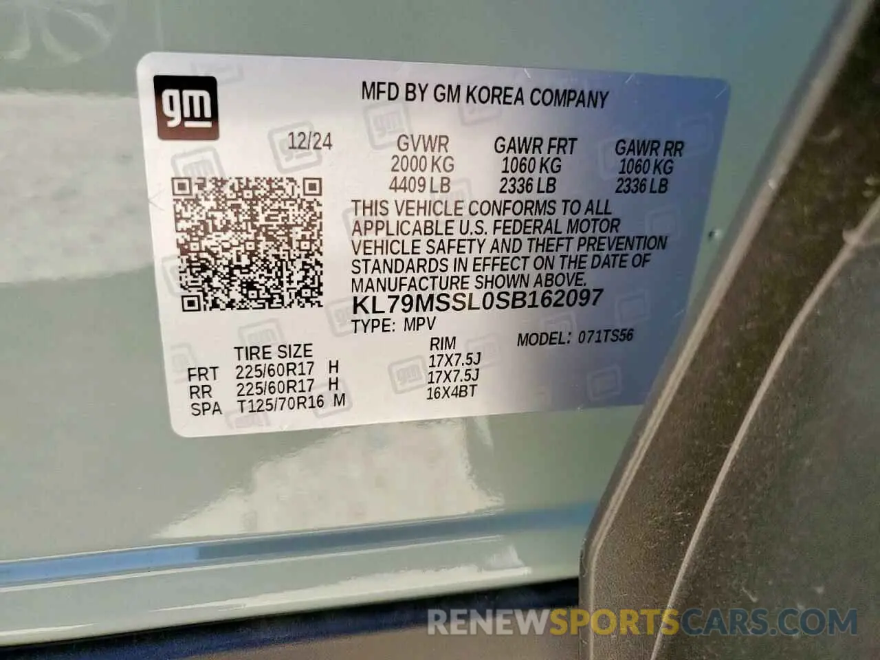 13 Photograph of a damaged car KL79MSSL0SB162097 CHEVROLET TRAILBLZR 2025
