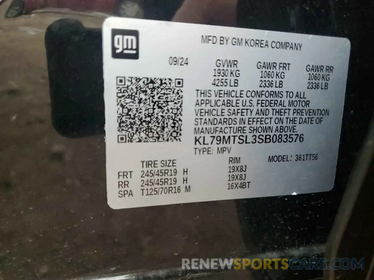 13 Photograph of a damaged car KL79MTSL3SB083576 CHEVROLET TRAILBLZR 2025