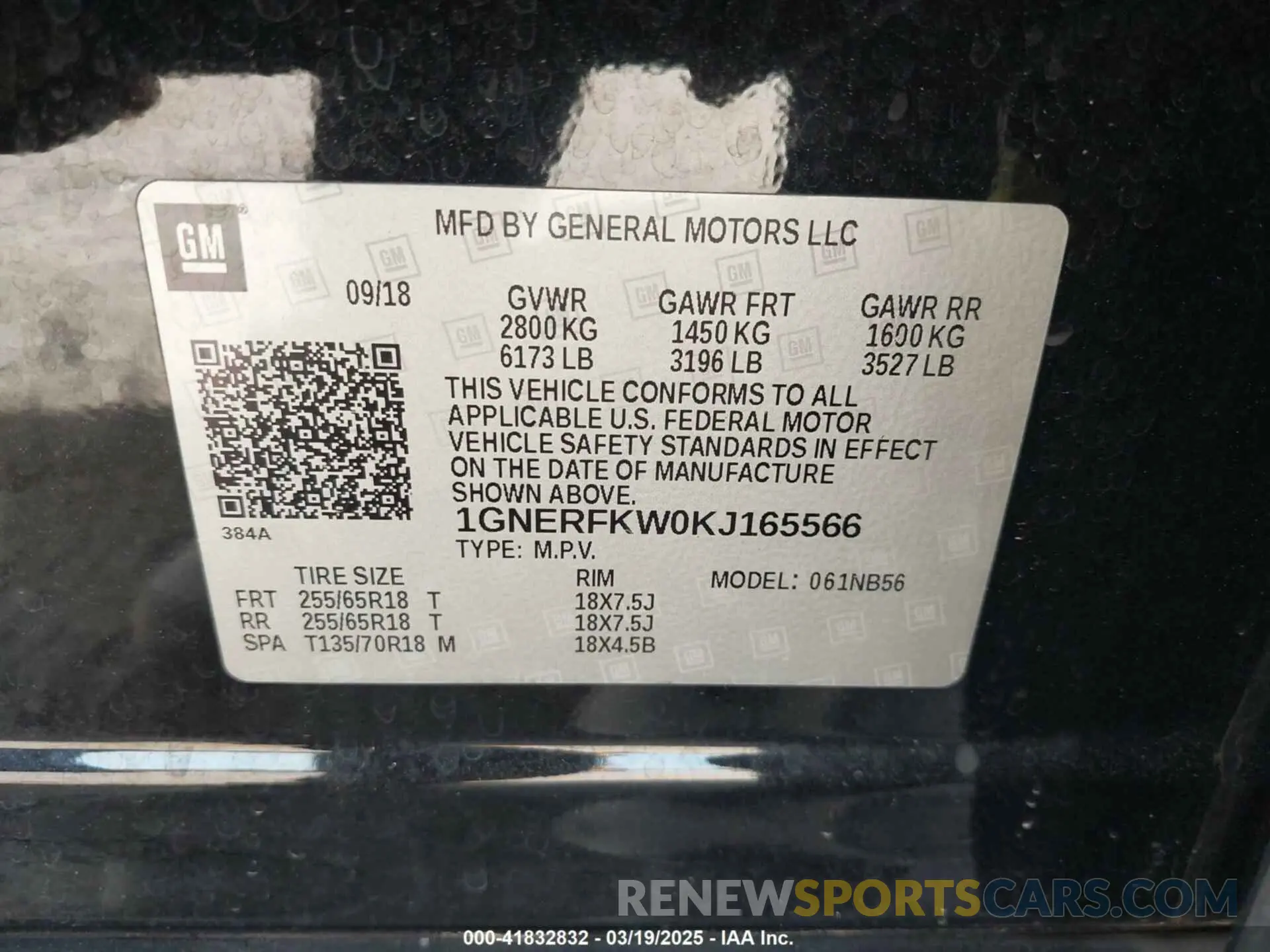 9 Photograph of a damaged car 1GNERFKW0KJ165566 CHEVROLET TRAVERSE 2019