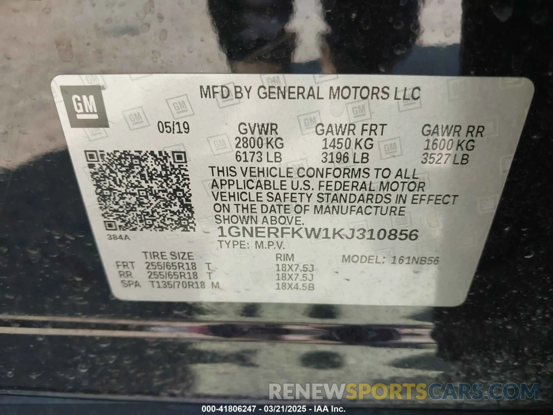 9 Photograph of a damaged car 1GNERFKW1KJ310856 CHEVROLET TRAVERSE 2019