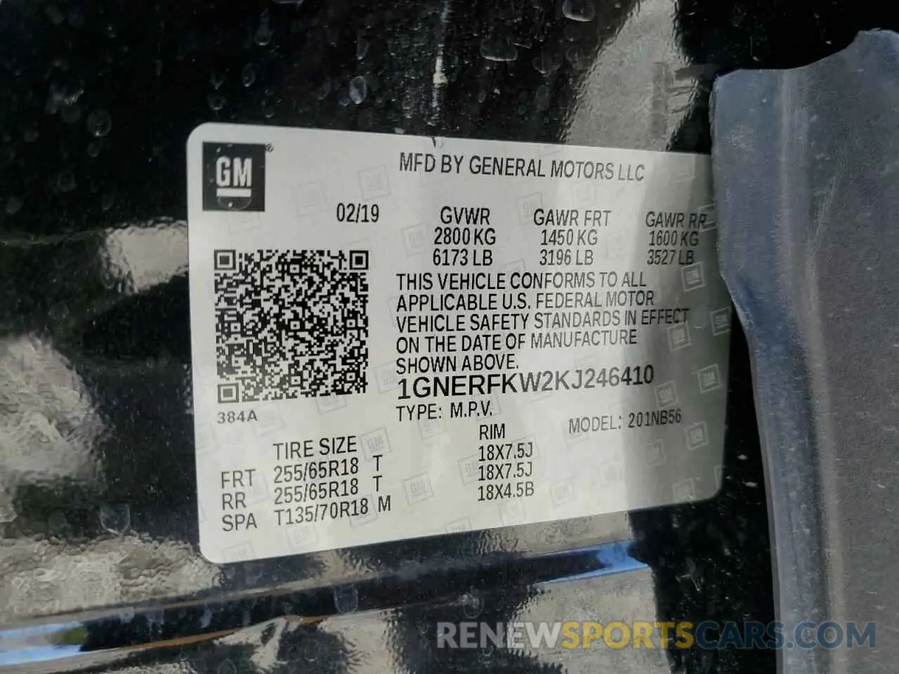 14 Photograph of a damaged car 1GNERFKW2KJ246410 CHEVROLET TRAVERSE 2019