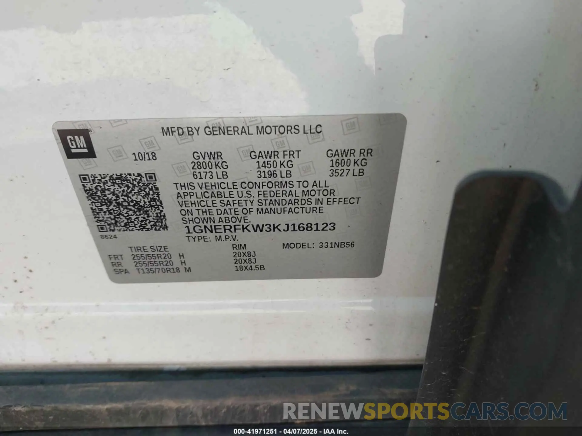 9 Photograph of a damaged car 1GNERFKW3KJ168123 CHEVROLET TRAVERSE 2019