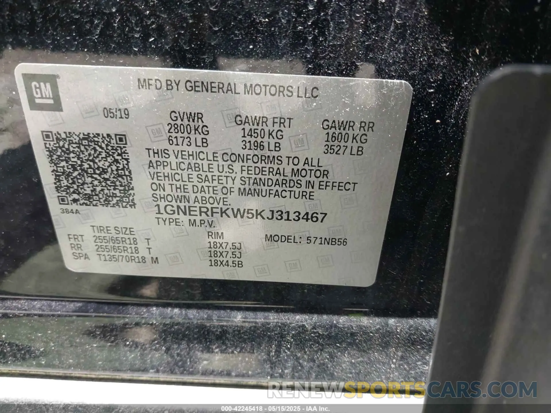 9 Photograph of a damaged car 1GNERFKW5KJ313467 CHEVROLET TRAVERSE 2019