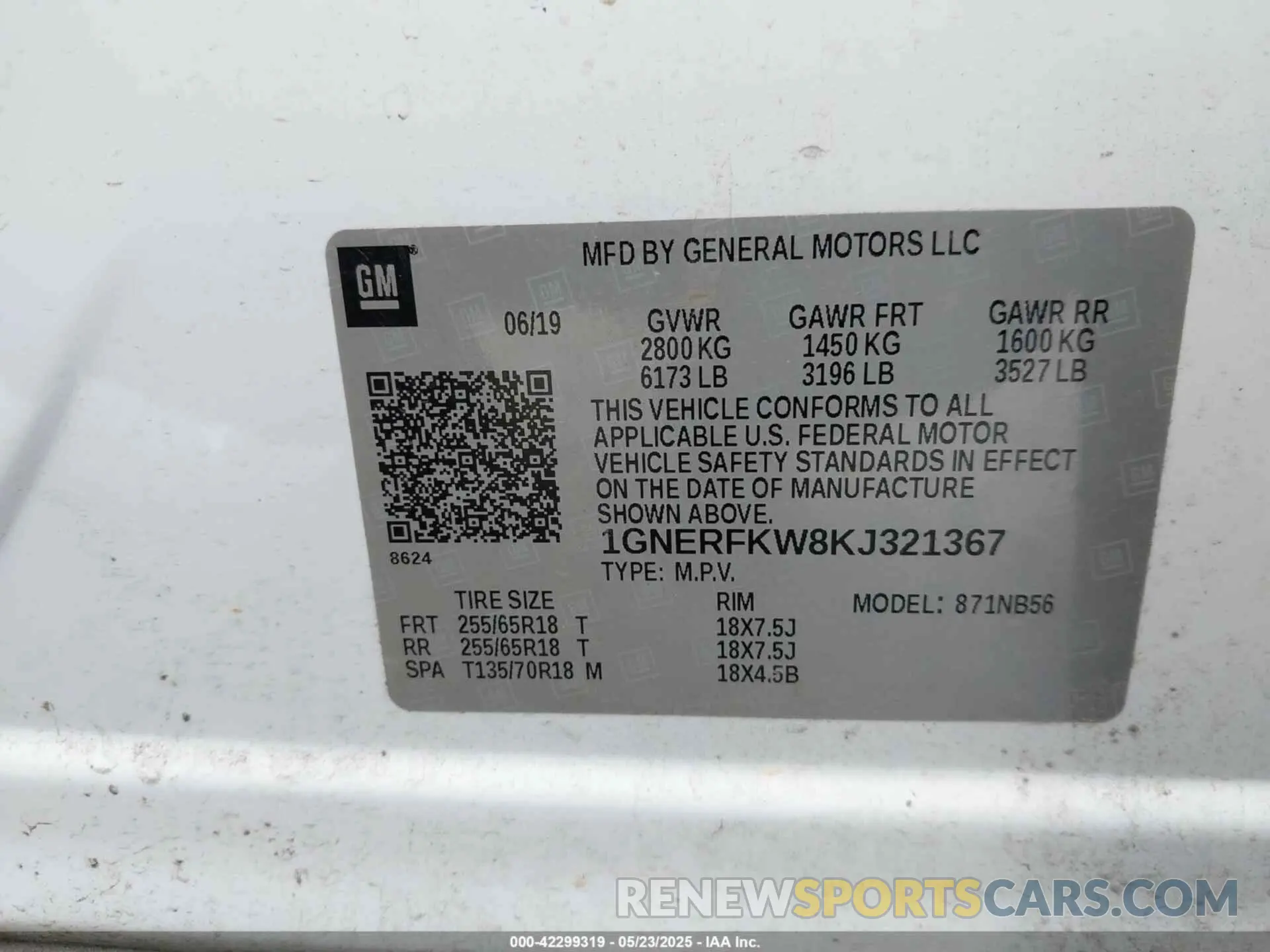 9 Photograph of a damaged car 1GNERFKW8KJ321367 CHEVROLET TRAVERSE 2019