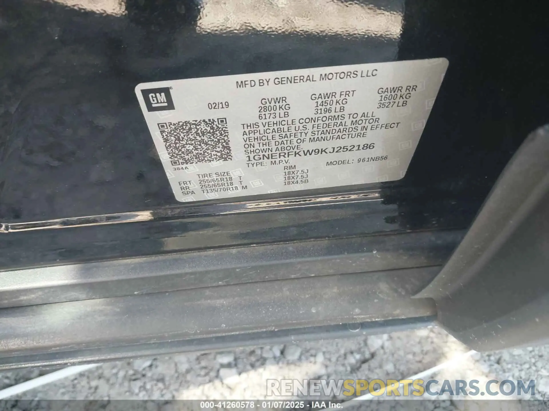 9 Photograph of a damaged car 1GNERFKW9KJ252186 CHEVROLET TRAVERSE 2019