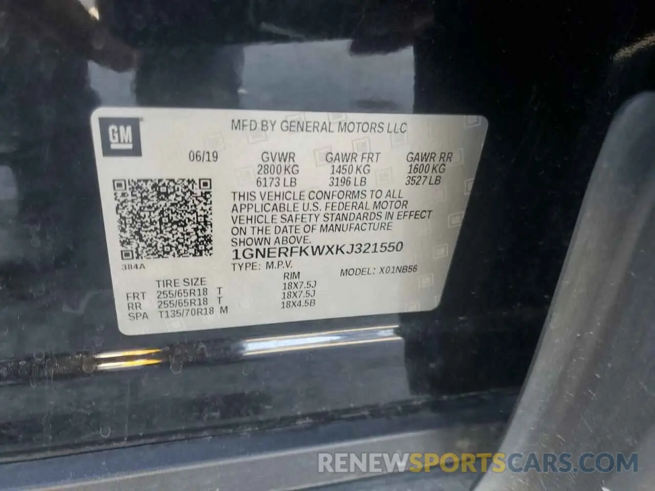 14 Photograph of a damaged car 1GNERFKWXKJ321550 CHEVROLET TRAVERSE 2019