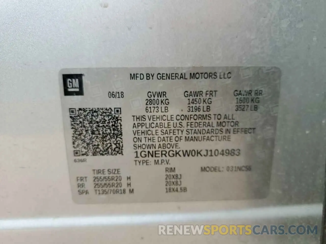 15 Photograph of a damaged car 1GNERGKW0KJ104983 CHEVROLET TRAVERSE 2019