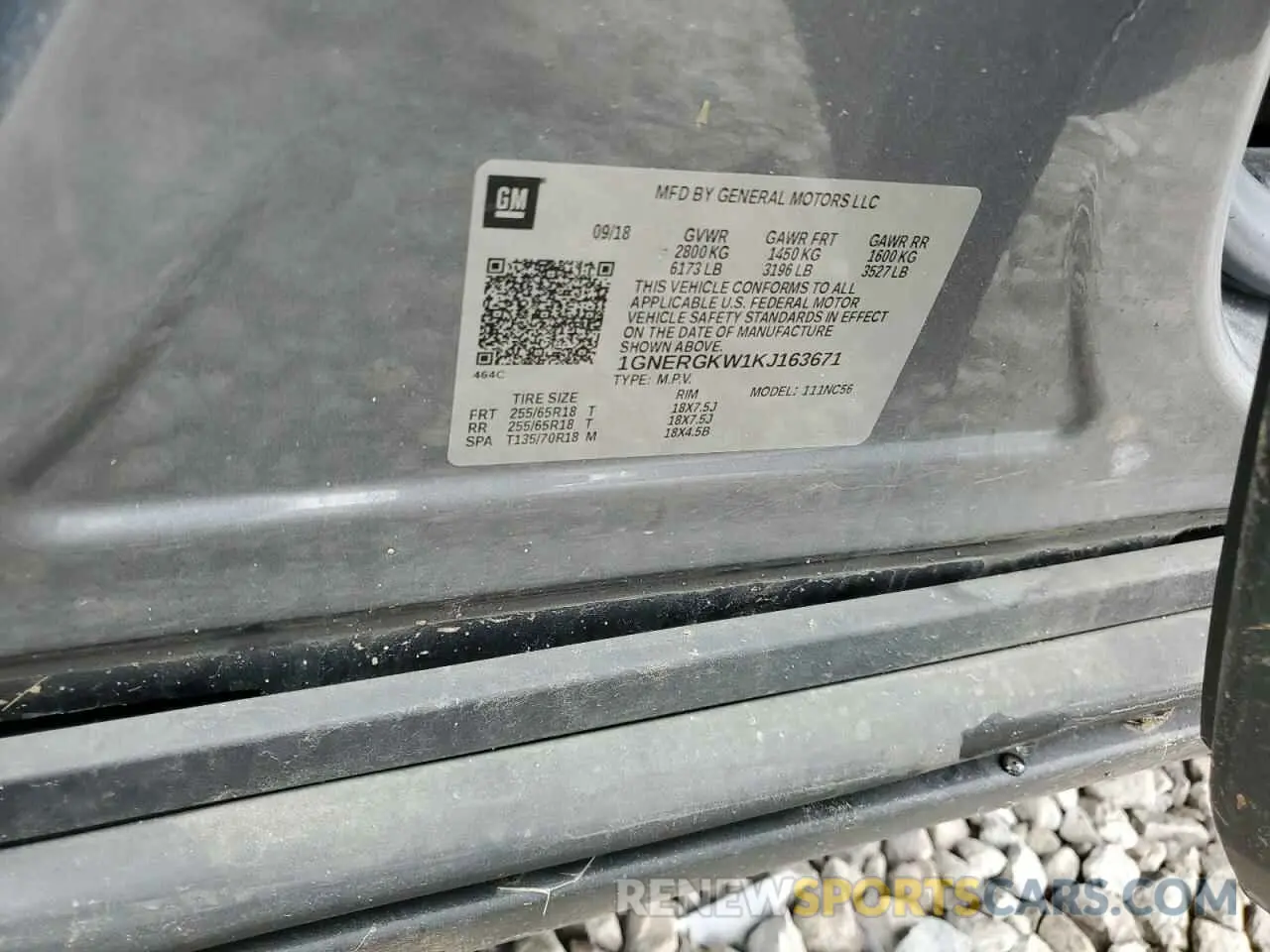 16 Photograph of a damaged car 1GNERGKW1KJ163671 CHEVROLET TRAVERSE 2019