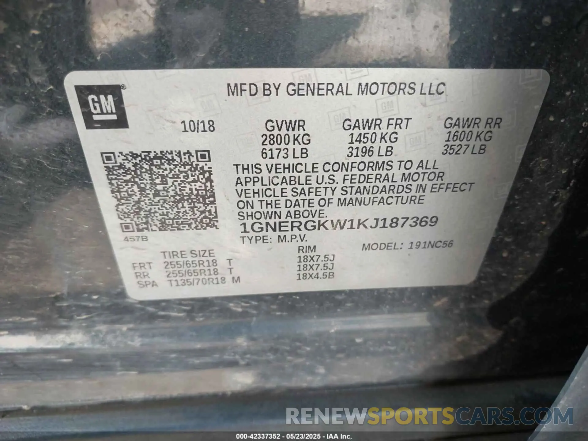 9 Photograph of a damaged car 1GNERGKW1KJ187369 CHEVROLET TRAVERSE 2019