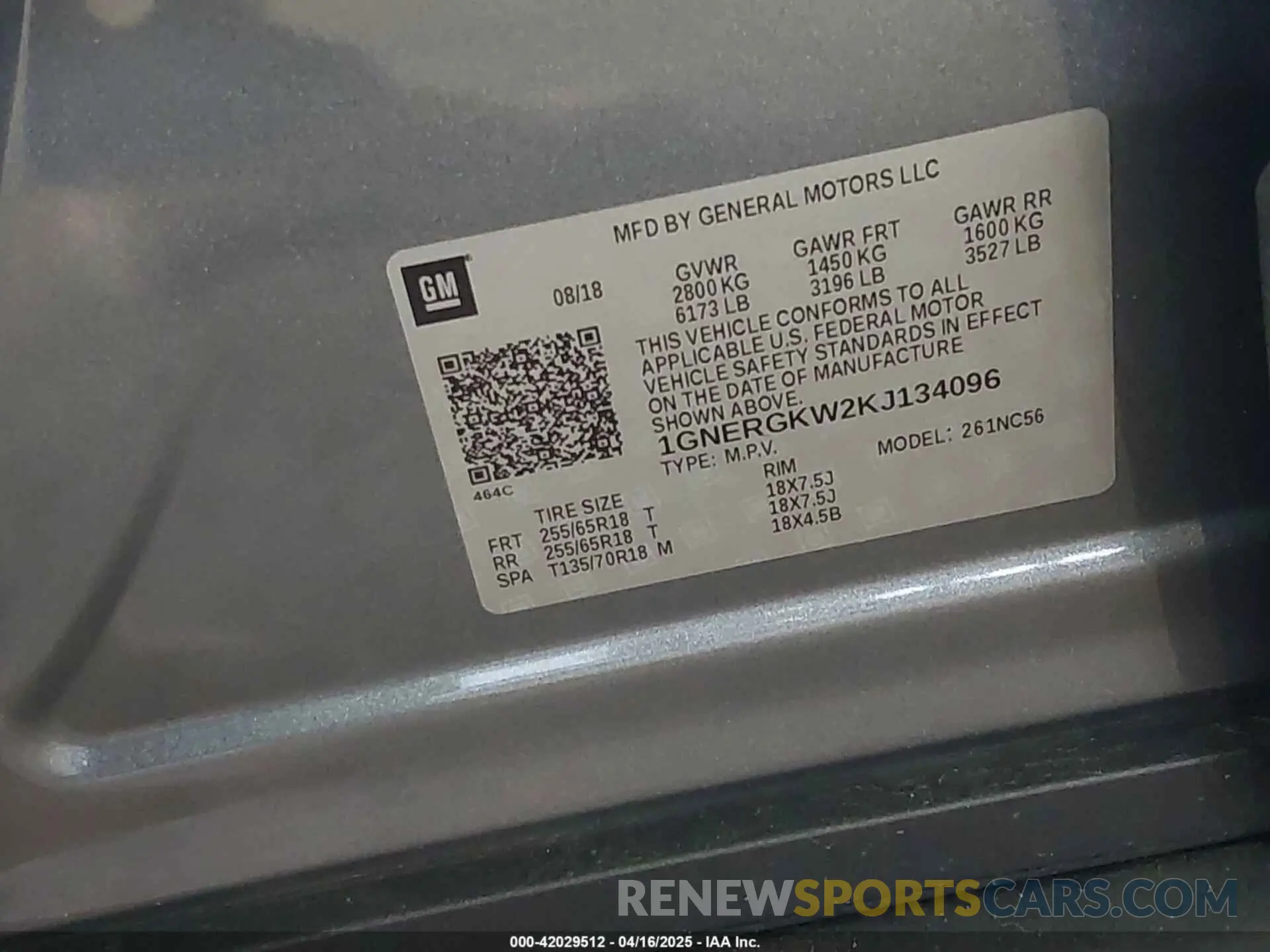 9 Photograph of a damaged car 1GNERGKW2KJ134096 CHEVROLET TRAVERSE 2019