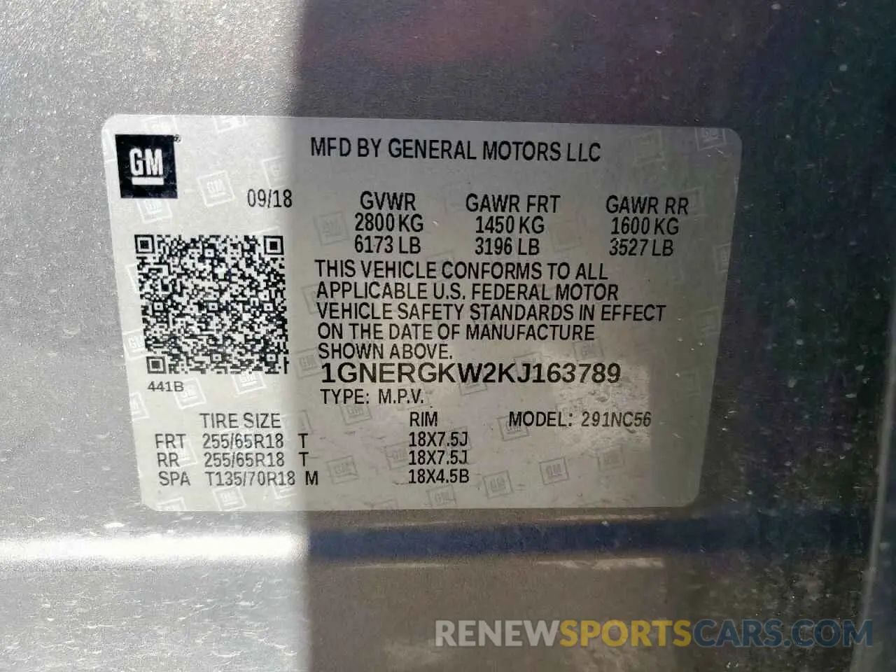 13 Photograph of a damaged car 1GNERGKW2KJ163789 CHEVROLET TRAVERSE 2019