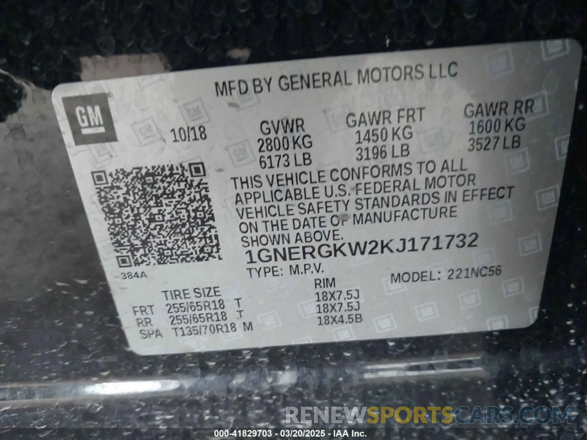 9 Photograph of a damaged car 1GNERGKW2KJ171732 CHEVROLET TRAVERSE 2019