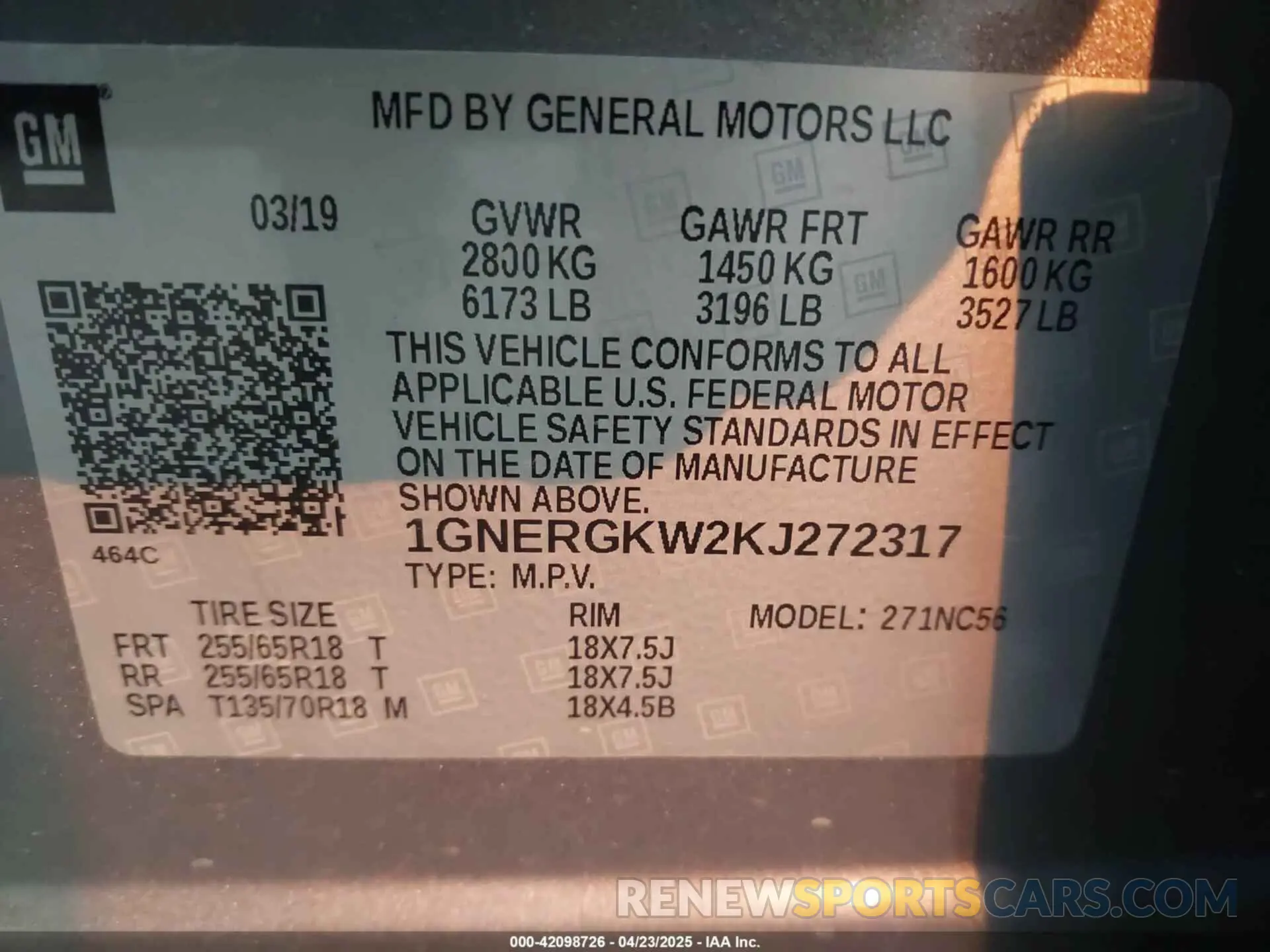 9 Photograph of a damaged car 1GNERGKW2KJ272317 CHEVROLET TRAVERSE 2019