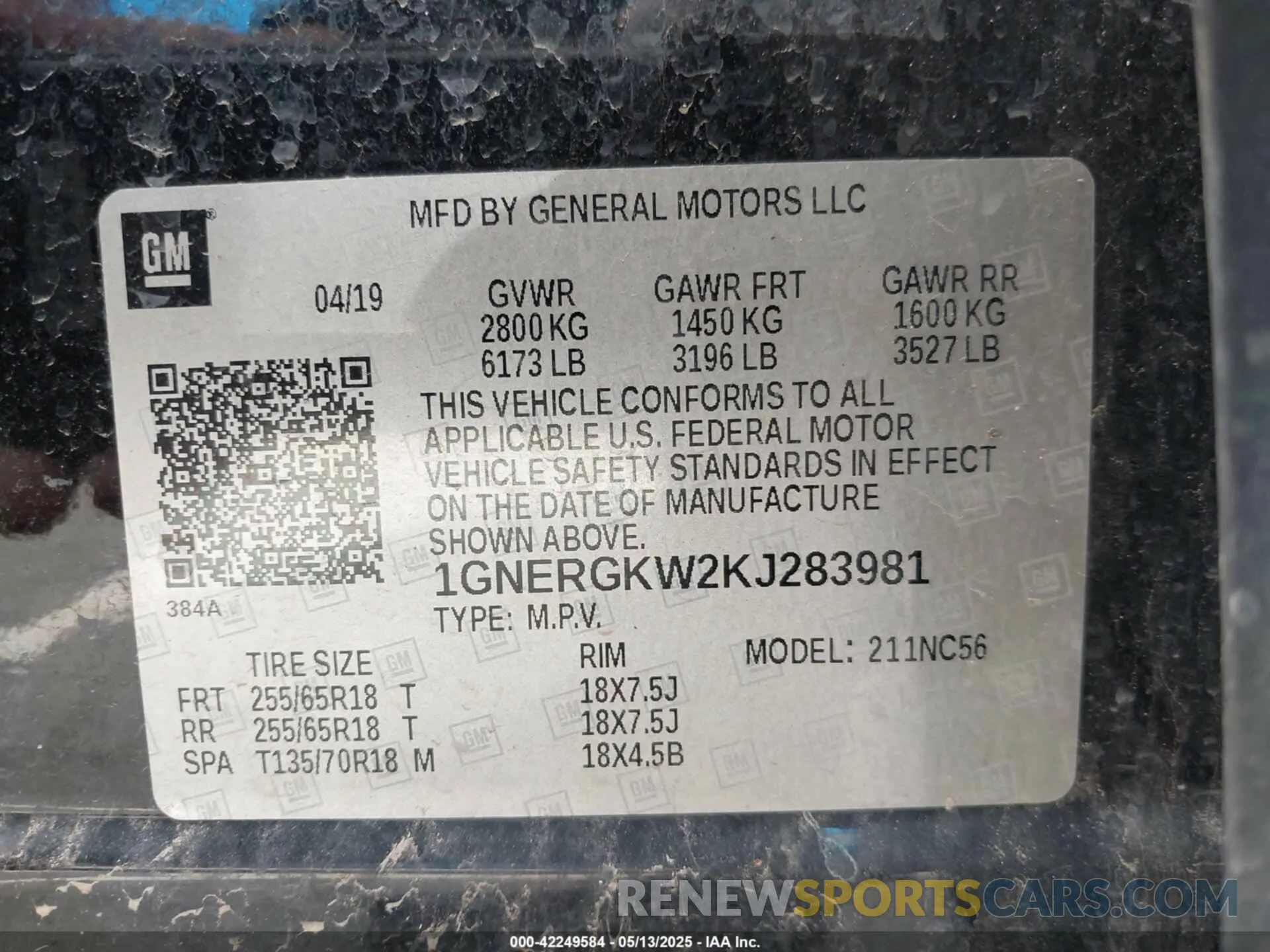 9 Photograph of a damaged car 1GNERGKW2KJ283981 CHEVROLET TRAVERSE 2019