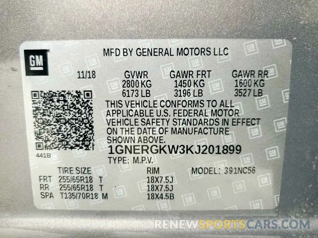 14 Photograph of a damaged car 1GNERGKW3KJ201899 CHEVROLET TRAVERSE 2019