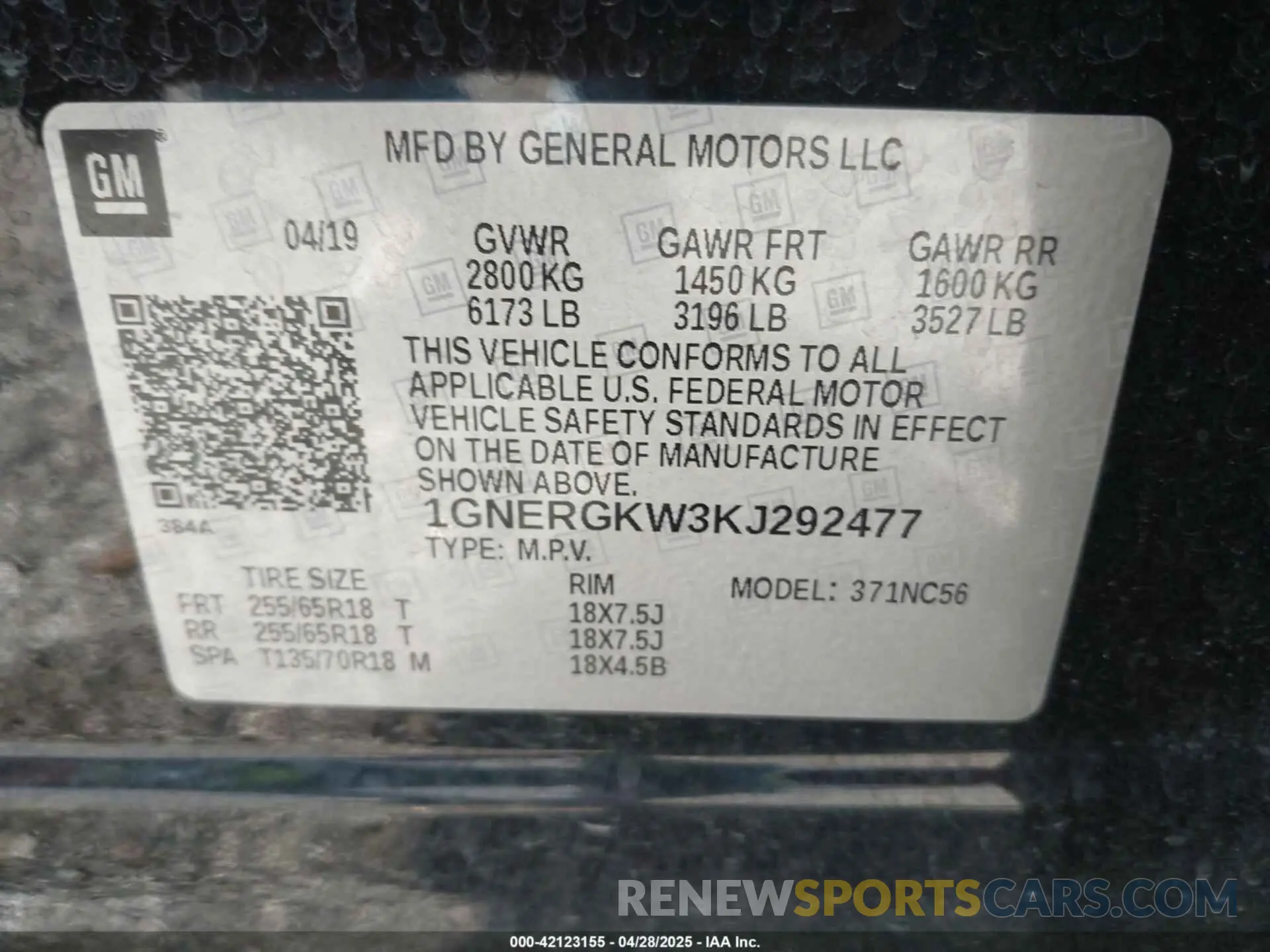 9 Photograph of a damaged car 1GNERGKW3KJ292477 CHEVROLET TRAVERSE 2019